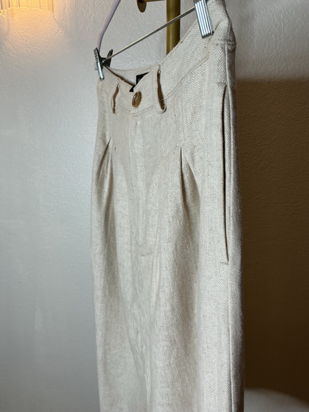 Banana Republic Neutral Beige Linen-Blend Skirt